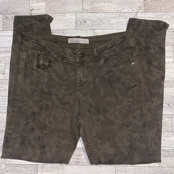Zara, Retro, Basic Denim, Army Green, Camouflage Denim Jeans - Picture 3 of 8